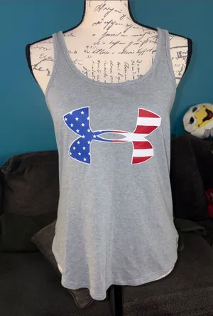 🎉4 for $20 Under Armour Freedom Big Flag Logo Tank Top, XS thumbnail 1
