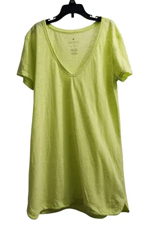 American Eagle Outfitters Favorite T‎ Shirt Lime Green V Neck Short Sleeve M thumbnail 1