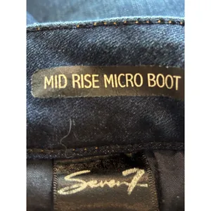 Seven7 Womens Mid Rise Micro Boot Jeans Dark Wash Embroidered Pockets 14W thumbnail 5