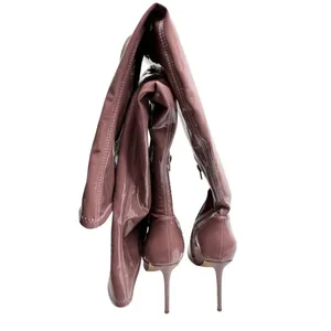 Steve Madden Viktory Mauve Pink Patent Over The Knee Stiletto Boots Size 9.5M thumbnail 6
