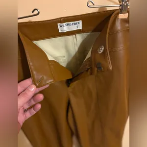 Free People Uptown High Rise Faux Leather Flare Brown Pants thumbnail 3