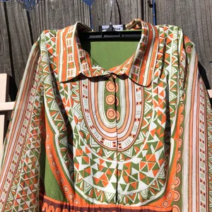 Mooerkerr Green/Orange Long Sleeve Maxi Dress Medium thumbnail 3