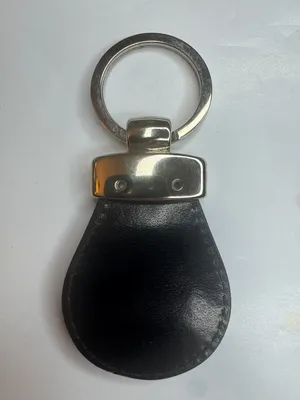 R. Britto Black Leather Keychain Key Ring Silver Tone thumbnail 6