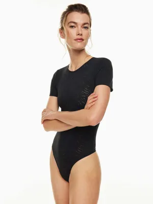 Babaton Aritzia Black Short Sleeve Crew Neck Shape Lace Bodysuit Like New XS thumbnail 15