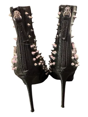 Steve Madden Viceroy Black Studded Rhinestone Stiletto Ankle Booties Size 7.5 thumbnail 5