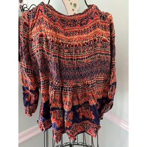 Anthropologie VANESSA VIRGINIA Amber‎ BOHO TOP SIZE S frocked flowy blouse thumbnail 3