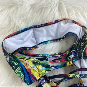Abstract Plunging Strappy Cheeky Colorful Cutout Bathing Suit thumbnail 10