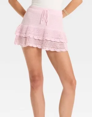 Wild Fable Light pink crochet mini skirt thumbnail 1