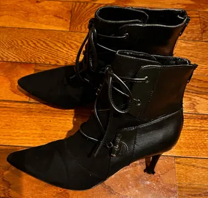 Nine West VTG Y2K Black suede/leather pointed toe with lace Ankle boots 7M thumbnail 7