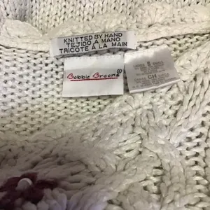 Vintage 90s Cottagecore Floral Embroidered Sweater Cream Knit Cozy Boho thumbnail 3