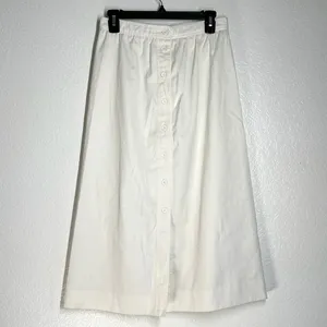 Vintage 90's Midi skirt Button Front XS White A Line Women's Retro thumbnail 2