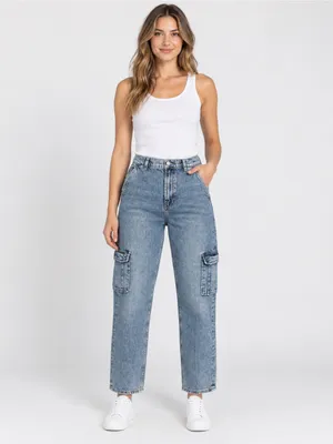 RAILS Cargo Jeans Women’s Size 27 Blue Straight Leg Utility Denim Pants thumbnail 8