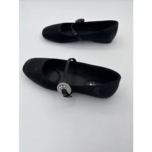 Kenneth Cole Reaction Elwood Ballet Flats Black Grid Metallic Rhinestone Sz 8 thumbnail 4