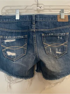 Abercrombie & Fitch Womens Blue Denim Shorts Size 0 29 29” Distressed Cut Off thumbnail 5