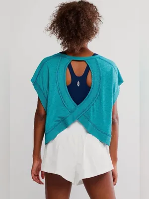 Free people teal My Time open back Tee large thumbnail 3