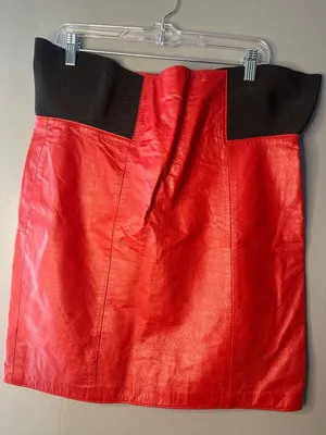 Vtg Avons Fashion 100% Leather Skirt stretchy waist comfort festival carnival thumbnail 1