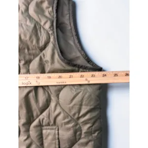 ASOS DESIGN Womens Quilted Vest Olive Green Onion Stitch Button Front Pockets XL thumbnail 7