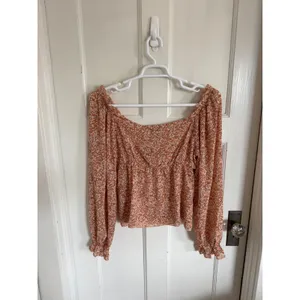 NWT Lulus rust‎ pink floral blouse size large thumbnail 8