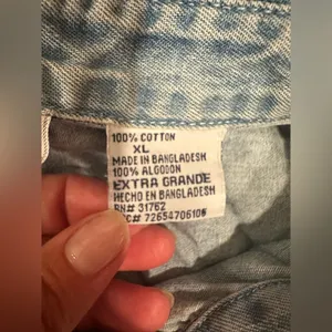 Bobbie Brooks Denim Button Down Shirt with Floral Embroidery Blue Size XL thumbnail 9