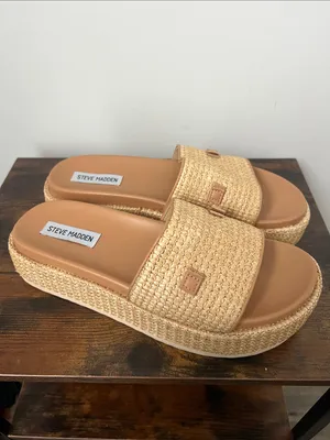 Steve Madden Kayley Raffia Platform Slides 9 thumbnail 3