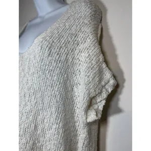 FREE PEOPLE Winter White Cream Cotton Dress Oversized‎ Sweater Short sleeve XS thumbnail 3