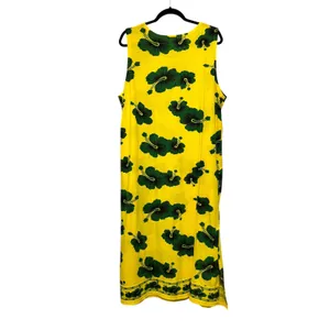 I.G. Sport XX Large Yellow Green Hibiscus‎ Floral Sleeveless Maxi Dress thumbnail 7