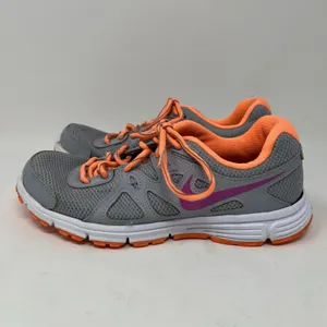 Nike‎ Revolution 2 Gray Orange Lace Up Running Athletic Shoes Women's Size 7 thumbnail 3