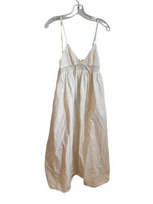 Zara Cotton Poplin Maxi Dress in Ivory s thumbnail 3