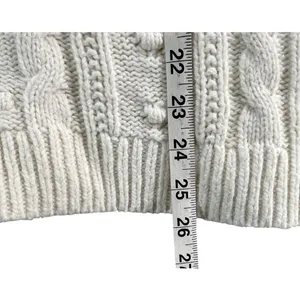 Lands End Sweater‎ Womens L Petite Cream Cable Knit Fisherman Turtleneck Cozy thumbnail 8