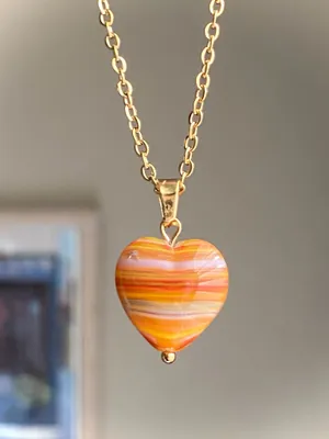 Handmade quality Czech glass chic fairy boho gold chain necklace🧡 thumbnail 1