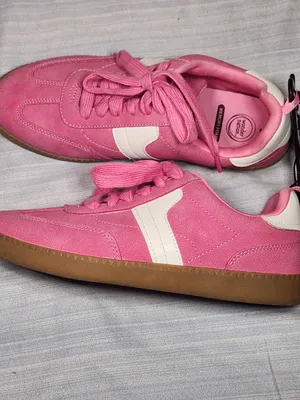 Wonder Nation Pink Faux Suede Memory Foam Retro Gum Sole Sneakers Girls Size 5 thumbnail 9