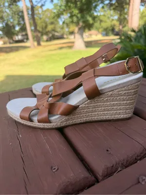 Cole Haan Crystal Honey Leather Espadrille Wedge Sandals Size 8 $150 thumbnail 7