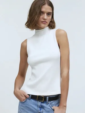 Madewell Side Slit Mockneck Tank Top Size XXS thumbnail 1