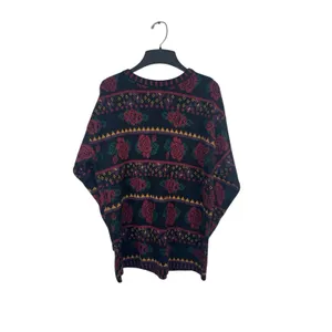 VTG 80s 90s Stefano International Black Rose Floral Knit Sweater Pullover M thumbnail 2