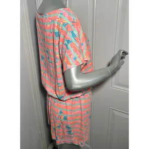 Lilly Pulitzer Cotton Carmine Dress Make a Splash Striped Floral Womens Medium thumbnail 6