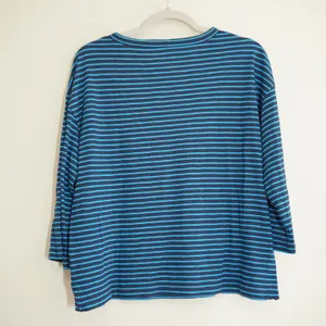 J. Crew Size Small Striped Long Sleeve Tee Navy Blue Avec Amour Embroidered thumbnail 8