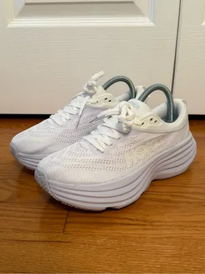 NWOB Hoka One One Bondi 8 Sneakers in White thumbnail 2