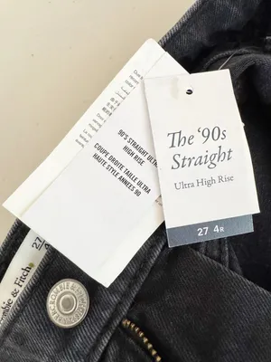 Abercrombie 90s Straight Jeans Size 27 Black Faux Leather High Rise Quiet Luxury thumbnail 6