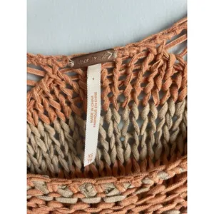 Free People Desert Moon Slouchy Fisherman‎ Open Knit Sweater Pink Striped XS thumbnail 2