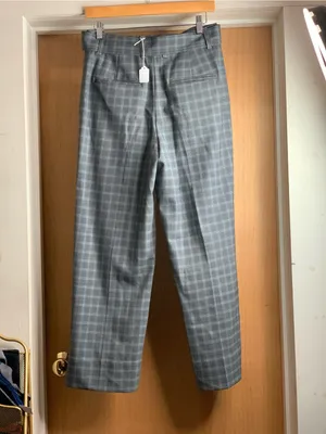 Club Monaco High-Waist Gray Plaid Wide-Leg Pants Size-4 Corporate Chic thumbnail 4