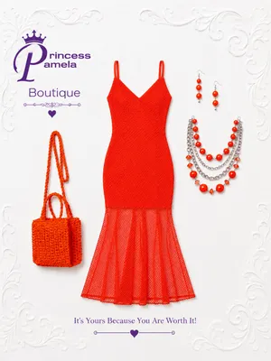 Red Orange Long Mesh Bottom Dress-Small thumbnail 7
