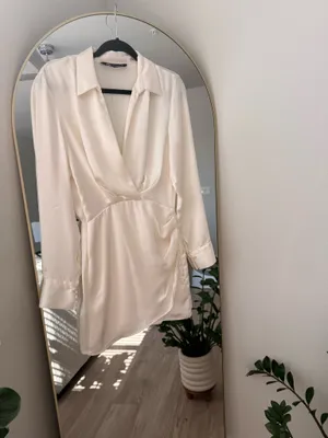 ZARA Mini White Dress Long Sleeve thumbnail 3