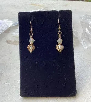 Swarovski silver and Pearl Drop Earrings thumbnail 1