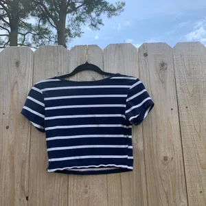 American Apparel Blue & white‎ striped crop top size small thumbnail 4