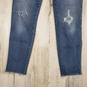 Madewell Distressed Blue Denim 9" High Rise Skinny Jeans Women's Size 28 thumbnail 4