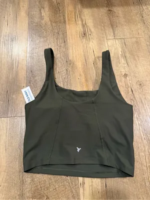 NWT Old Navy Olive Green Square Neck Athletic Tank Small thumbnail 2