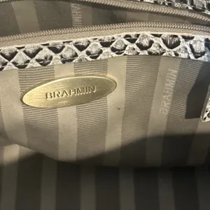 Brahmin Vivian Onyx Java Snake Leather Dome Satchel Bag Rare thumbnail 6
