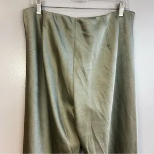 NWT Vince Satin Bias Green High Waisted Wide Leg Crinkle Texture Pants Large thumbnail 9