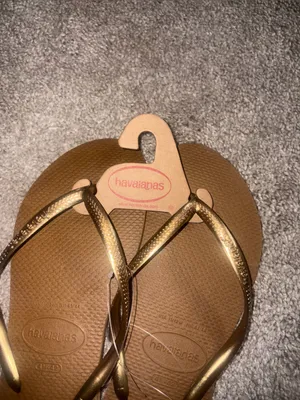 Havaianas Women’s Flip Flops - Brown with Metallic Gold Straps thumbnail 2