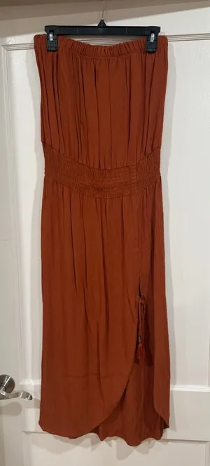 BECCA Strapless Maxi Coverup in Rust Orange​ thumbnail 1